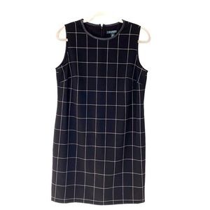Lauren Ralph Lauren Black Window Pane Plaid Shift Dress, size 10